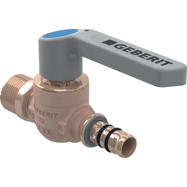 keramag Geberit Mepla ball valve with male thread and actuator lever