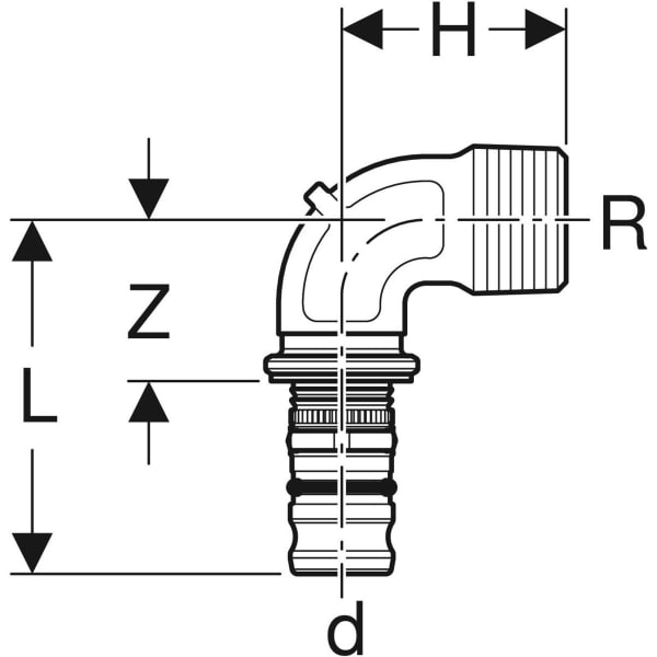 Keramag Geberit Mepla Bend Adapter 90° With Male Thread
