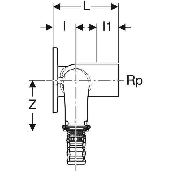 Keramag Geberit Mepla Double Elbow Tap Connector 90°