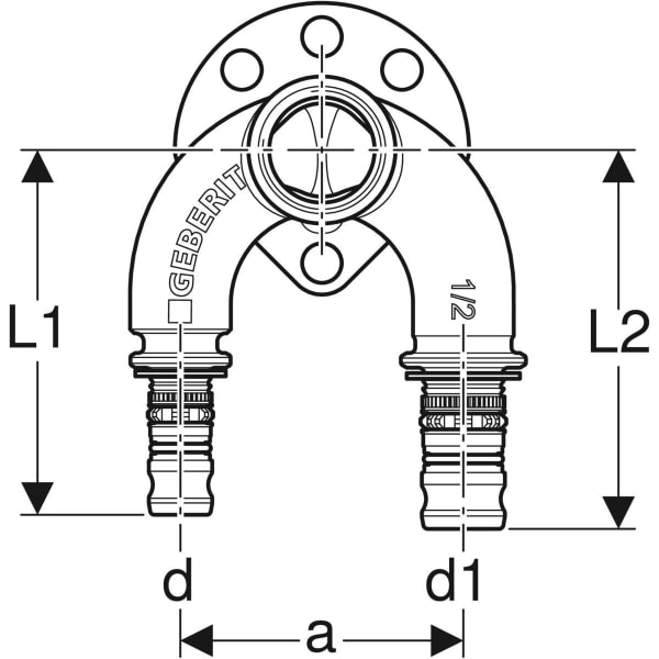 Keramag Geberit Mepla Double Elbow Tap Connector 90°