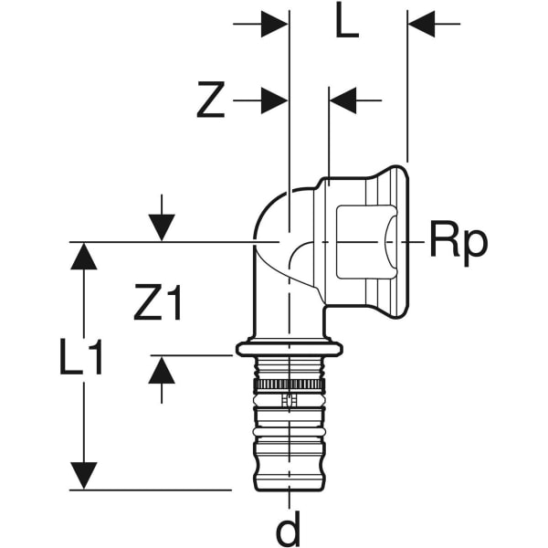 Keramag Geberit Mepla Elbow Adapter 90° With Female Thread
