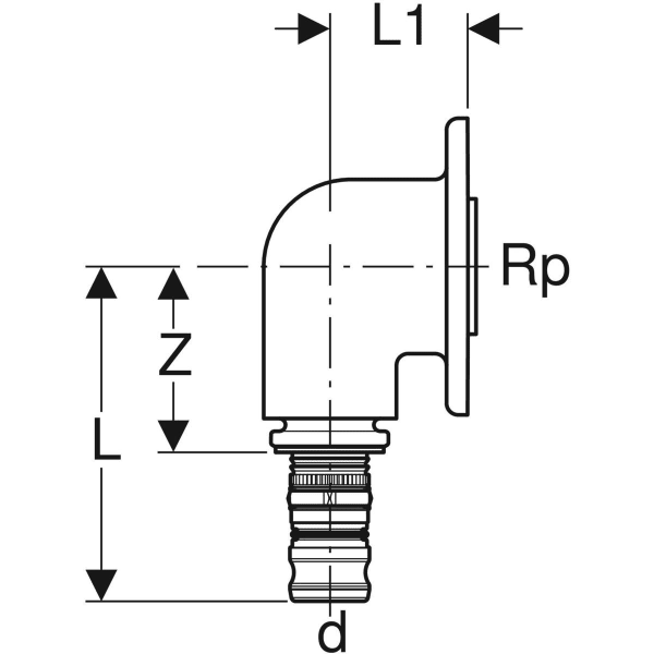 Keramag Geberit Mepla Elbow Tap Connector 90° For Concealed Cistern