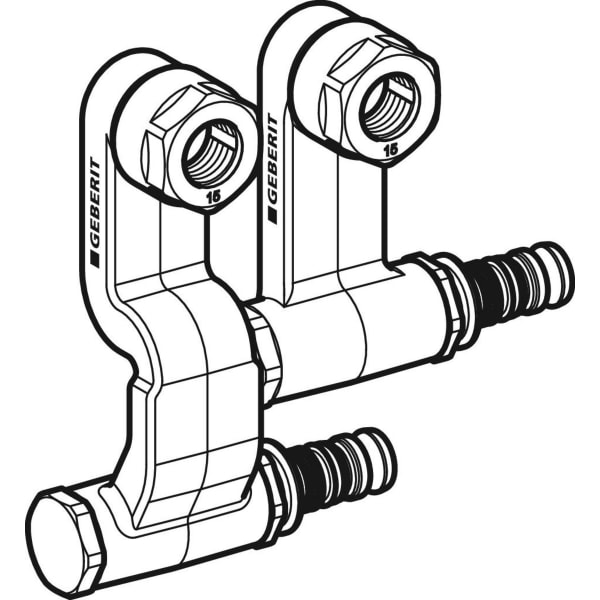 Keramag Geberit Mepla Set Of Connector End Pieces For Inlet And Return Flow With Union Connector For Euro Cone
