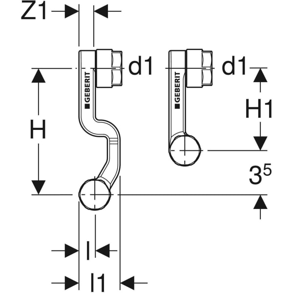 Keramag Geberit Mepla Set Of Connector End Pieces For Inlet And Return Flow With Union Connector For Euro Cone