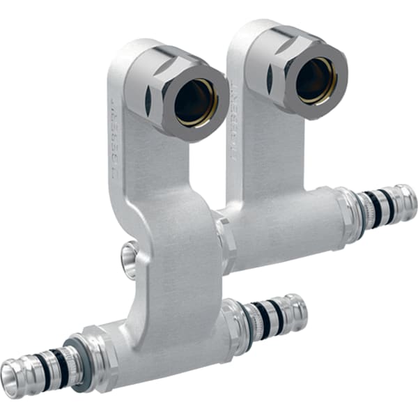 keramag Geberit Mepla set of connector T-pieces for inlet and return flow with union connector for Euro cone