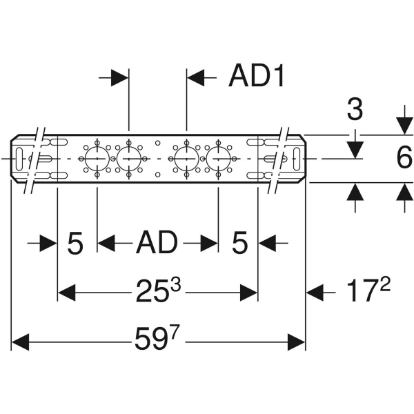Keramag Geberit Mounting Plate Offset Double Connecting Distance 7.3 Cm Or 15.3 Cm