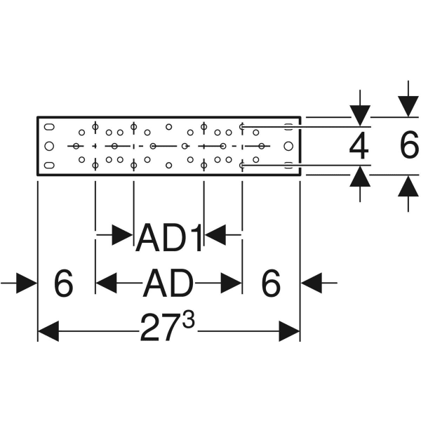 Keramag Geberit Mounting Plate Straight Double Connecting Distance 7.3 Cm Or 15.3 Cm