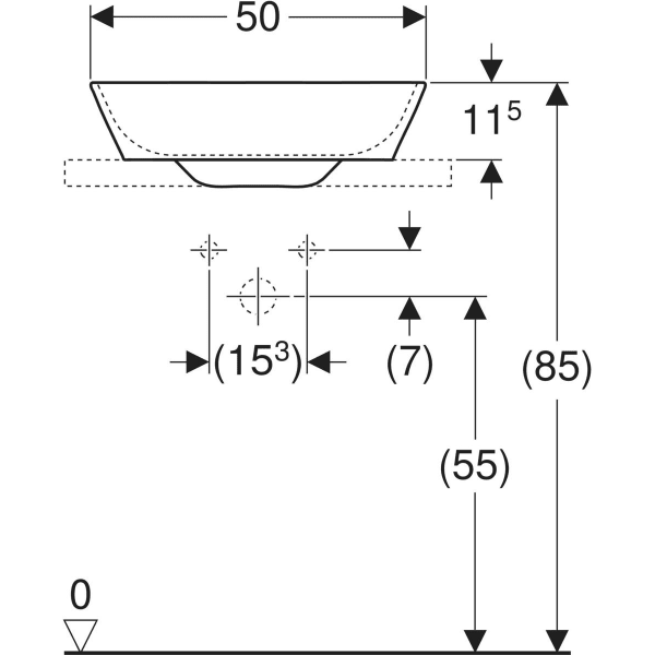 Keramag Geberit ONE Lay-on Washbasin Bowl Shape CleanDrain
