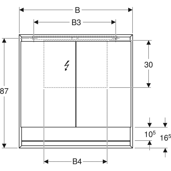 Keramag Geberit ONE Mirror Cabinet With Niche And ComfortLight With Two Doors Exposed Installation Height 90 Cm