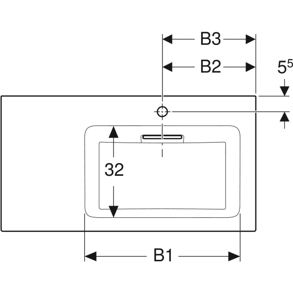 Keramag Geberit ONE Vanity Basin CleanDrain Left Shelf Surface