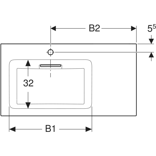 Keramag Geberit ONE Vanity Basin CleanDrain Right Shelf Surface