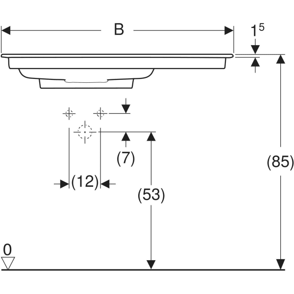 Keramag Geberit ONE Vanity Basin CleanDrain Right Shelf Surface