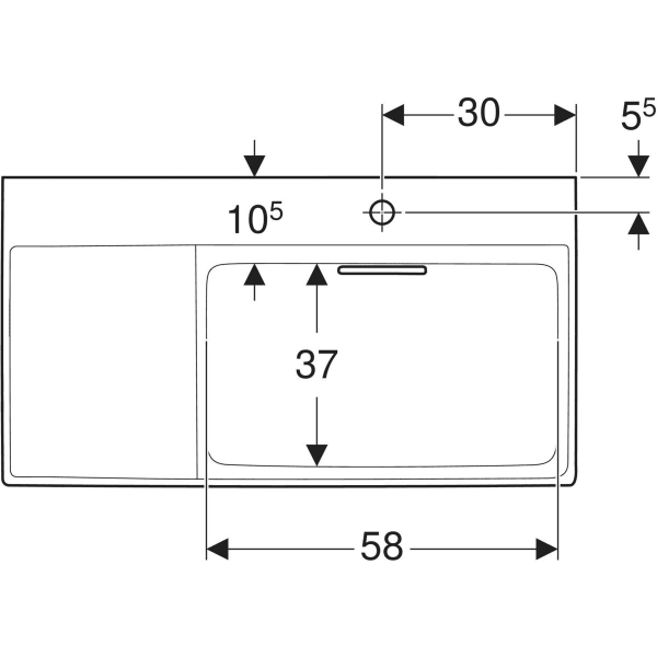 Keramag Geberit ONE Washbasin CleanDrain Left Shelf Surface