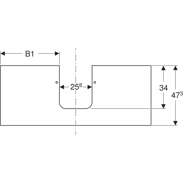 Keramag Geberit ONE Washtop With Cut-out Stoneware For Lay-on Washbasin Bowl Shape