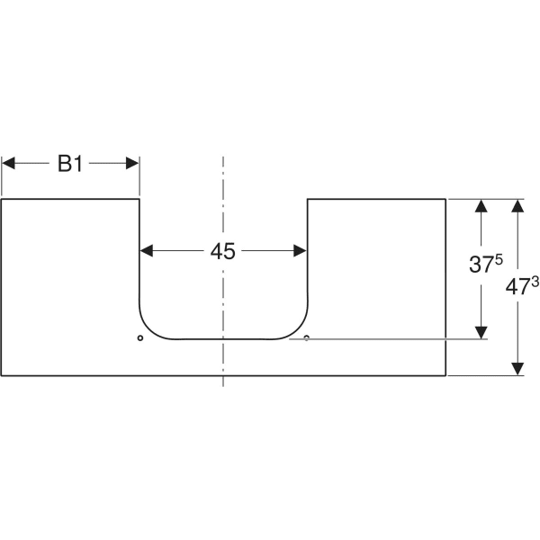 Keramag Geberit ONE Washtop With Cut-out Stoneware For Lay-on Washbasin Rectangular