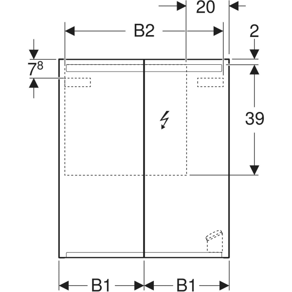 Keramag Geberit Option Mirror Cabinet With Lighting And Two Doors