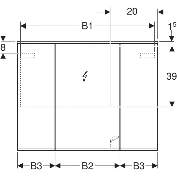 Keramag Geberit Option Plus Mirror Cabinet With Lighting And Three Doors