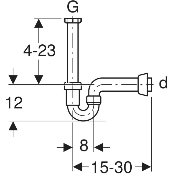 Keramag Geberit P-trap For Kitchen Sink Horizontal Outlet