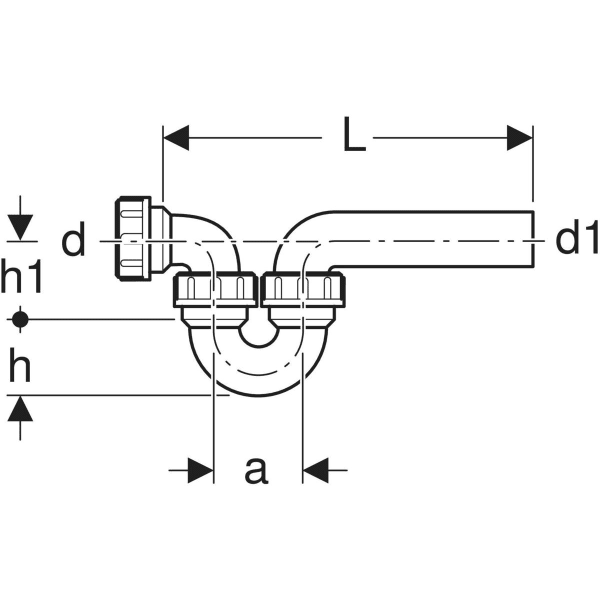 Keramag Geberit P-trap For Sink With Compression Joint Horizontal Inlet And Horizontal Outlet