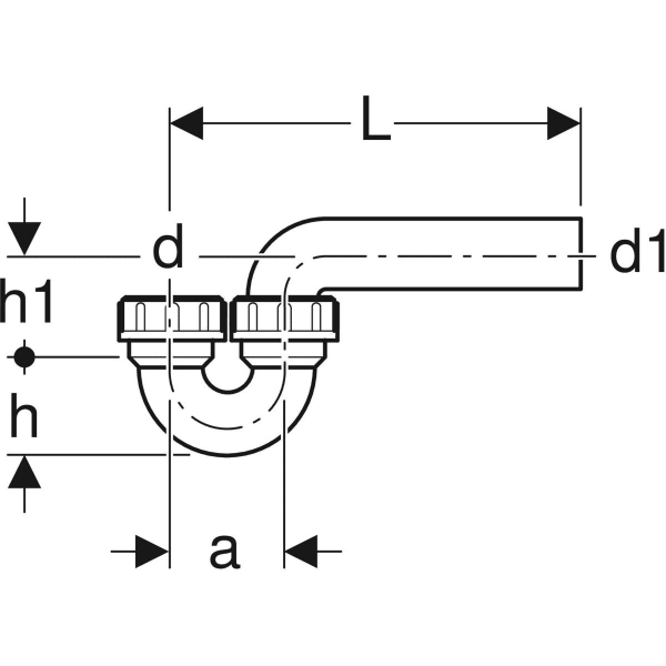 Keramag Geberit P-trap For Sink With Compression Joint Vertical Inlet And Horizontal Outlet