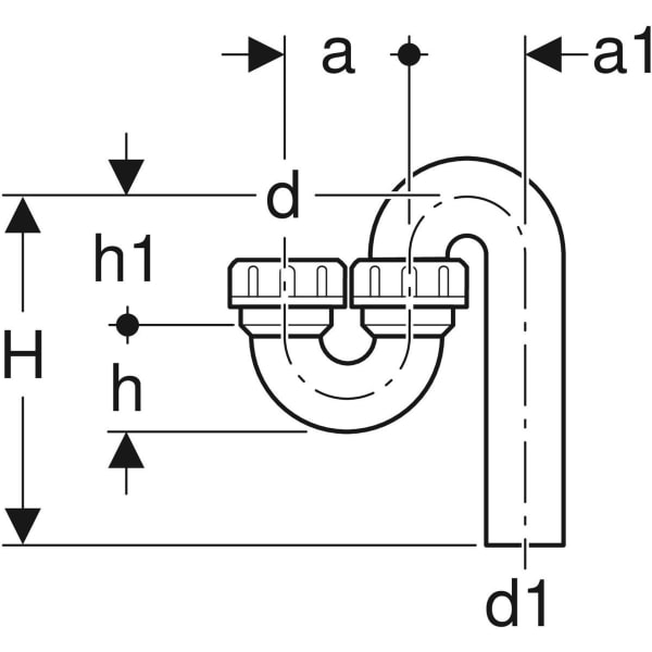 Keramag Geberit P-trap For Sink With Compression Joint Vertical Inlet And Vertical Outlet