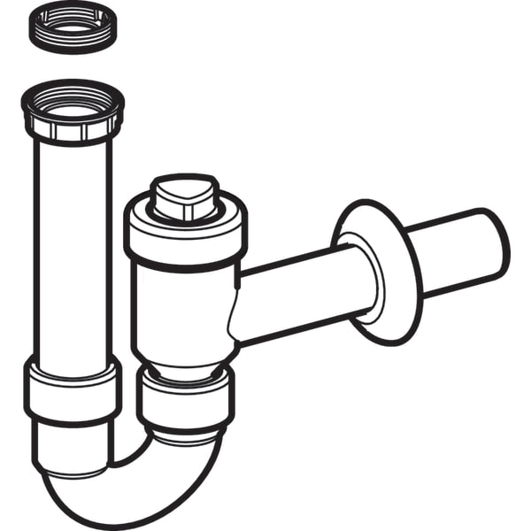 Keramag Geberit P-trap For Washbasin Lockable With Backflow Prevention Horizontal Outlet