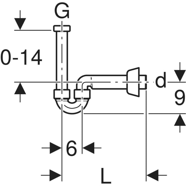 Keramag Geberit P-trap For Washbasin With Sleeve Horizontal Outlet