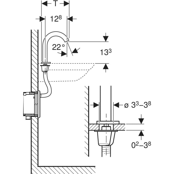 Keramag Geberit Piave Washbasin Tap Deck-mounted Battery Operation For Concealed Function Box