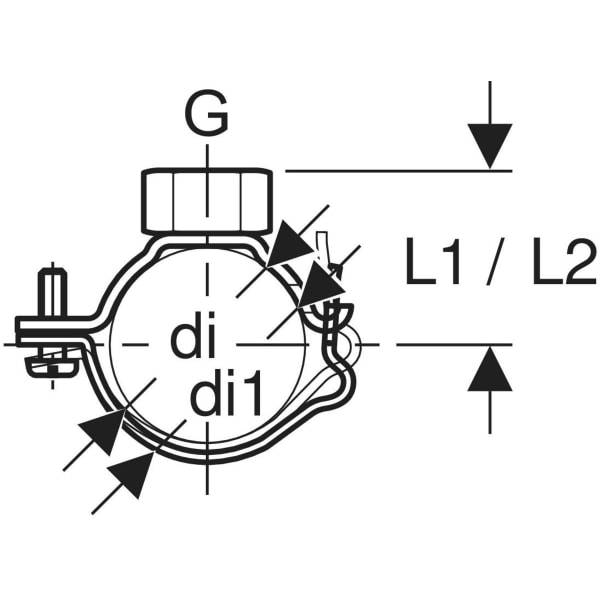 Keramag Geberit Pipe Bracket With Threaded Socket G 1/2" Adjustable