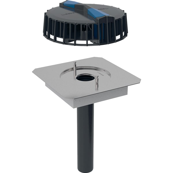 keramag Geberit Pluvia roof outlet with contact sheet for gutters