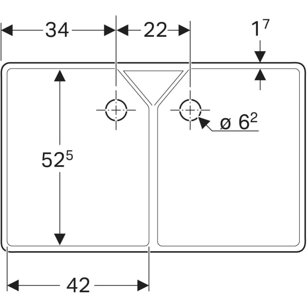 Keramag Geberit Publica Utility Sink With Two Bowls And Overflows