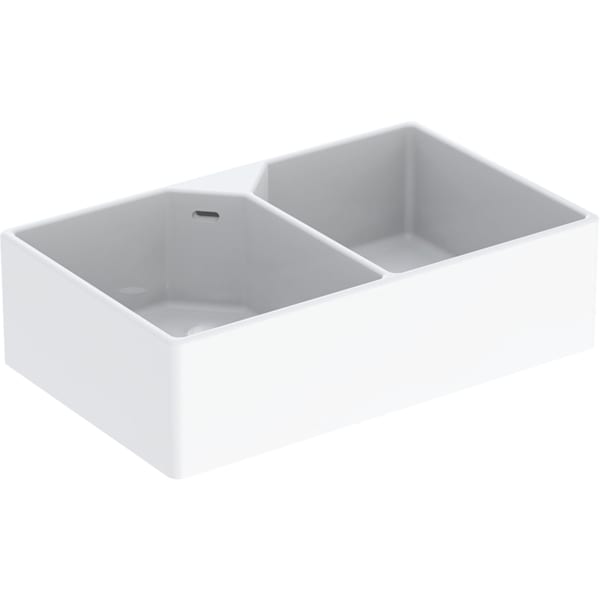 keramag Geberit Publica utility sink with two bowls and overflows
