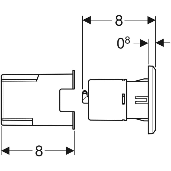 Keramag Geberit Remote Pneumatic Flush Actuation For Dual Flush For Sigma Concealed Cistern 8 Cm Concealed Actuator