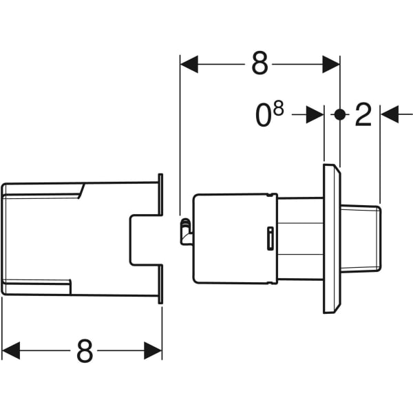 Keramag Geberit Remote Pneumatic Flush Actuation For Dual Flush For Sigma Concealed Cistern 8 Cm Concealed Actuator Protruding