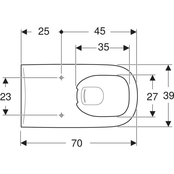 Keramag Geberit Selnova Comfort Wall-hung WC Square Washdown Large Projection Barrier-free Rimfree