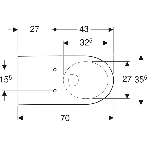 Keramag Geberit Selnova Comfort Wall-hung WC Washdown Large Projection Barrier-free