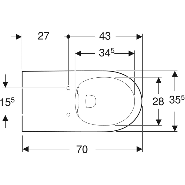 Keramag Geberit Selnova Comfort Wall-hung WC Washdown Large Projection Barrier-free Rimfree