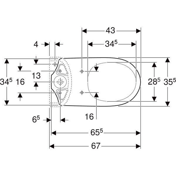 Keramag Geberit Selnova Floor-standing WC For Close-coupled Exposed Cistern Washdown Horizontal Outlet