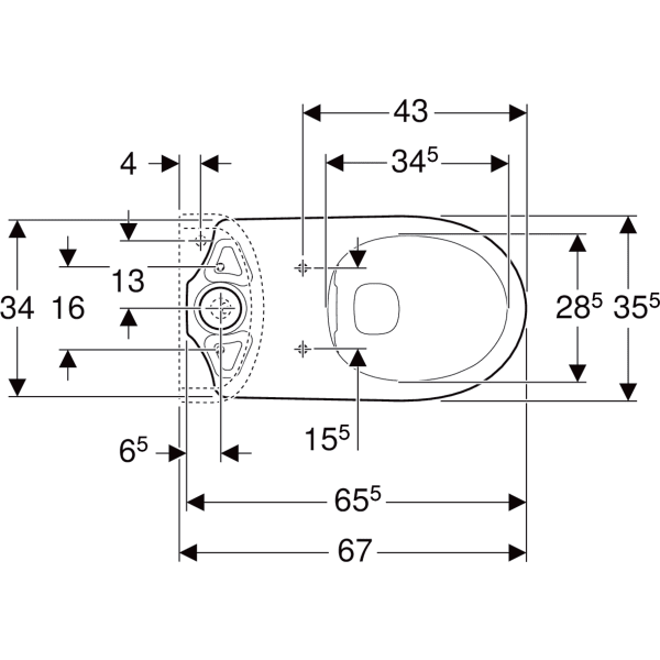 Keramag Geberit Selnova Floor-standing WC For Close-coupled Exposed Cistern Washdown Horizontal Outlet Rimfree