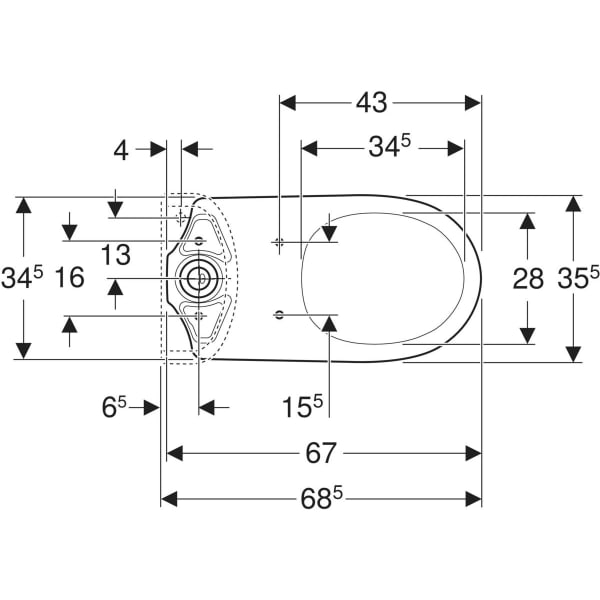 Keramag Geberit Selnova Floor-standing WC For Close-coupled Exposed Cistern Washdown Horizontal Outlet Semi-shrouded