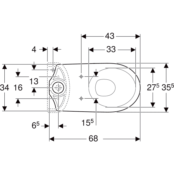 Keramag Geberit Selnova Floor-standing WC For Close-coupled Exposed Cistern Washdown Vertical Outlet Semi-shrouded