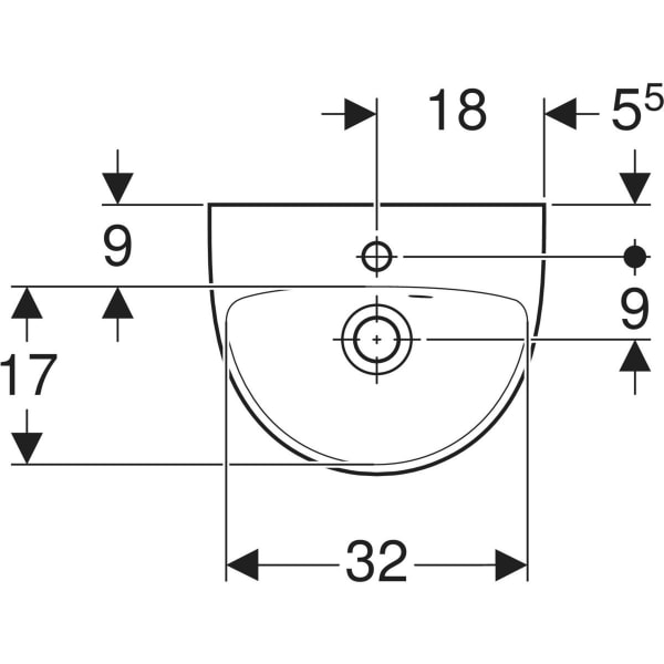 Keramag Geberit Selnova Handrinse Basin With Asymmetrical Overflow