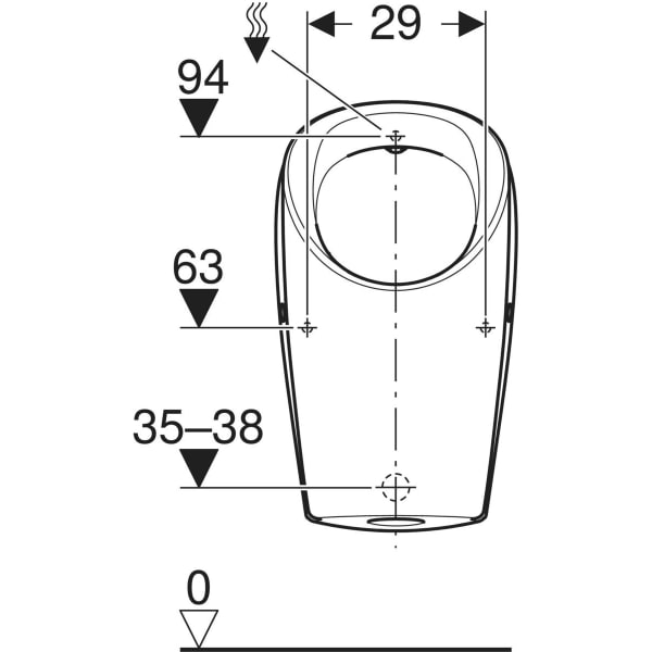 Keramag Geberit Selnova L Urinal Inlet From The Rear Outlet To The Rear Or Downwards