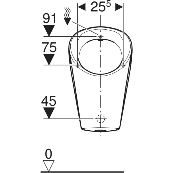Keramag Geberit Selnova M Urinal Inlet From The Rear Outlet To The Rear Or Downwards