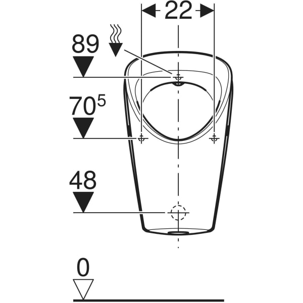 Keramag Geberit Selnova S Urinal Inlet From The Rear Outlet To The Rear Or Downwards