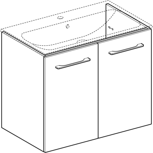 Keramag Geberit Selnova Square Cabinet For Vanity Basin Slim Rim With Two Doors