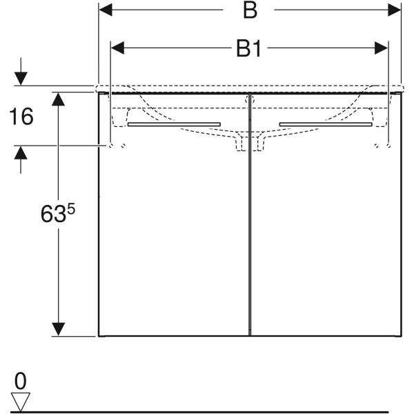 Keramag Geberit Selnova Square Cabinet For Vanity Basin Slim Rim With Two Doors