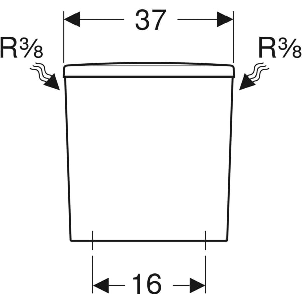 Keramag Geberit Selnova Square Exposed Cistern Close-coupled Dual Flush Lateral Water Supply Connection For WC Rimfree