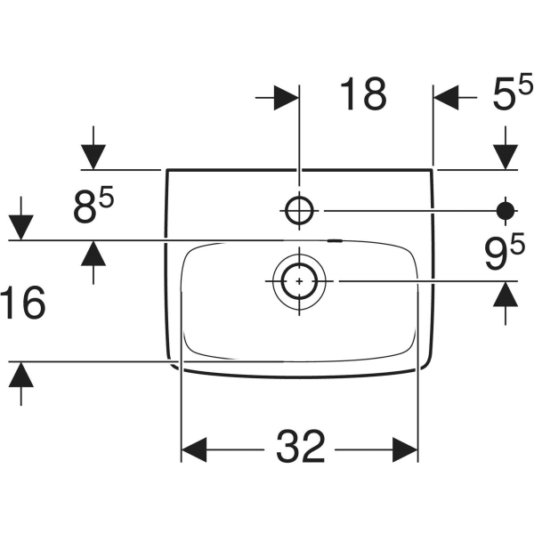 Keramag Geberit Selnova Square Handrinse Basin With Asymmetrical Overflow
