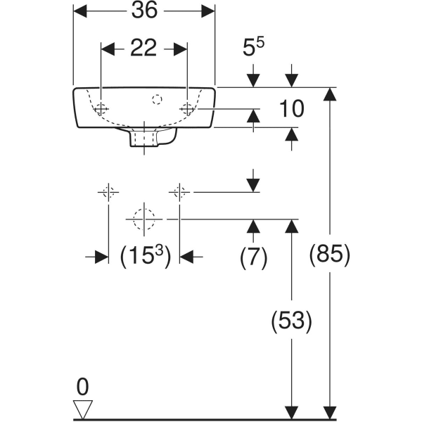 Keramag Geberit Selnova Square Handrinse Basin With Asymmetrical Overflow